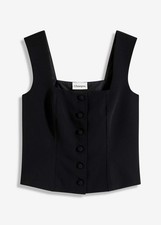 Modisches Blusentop mit Knopfleiste Gr. 42 Schwarz Damen Blusen-Top Neu