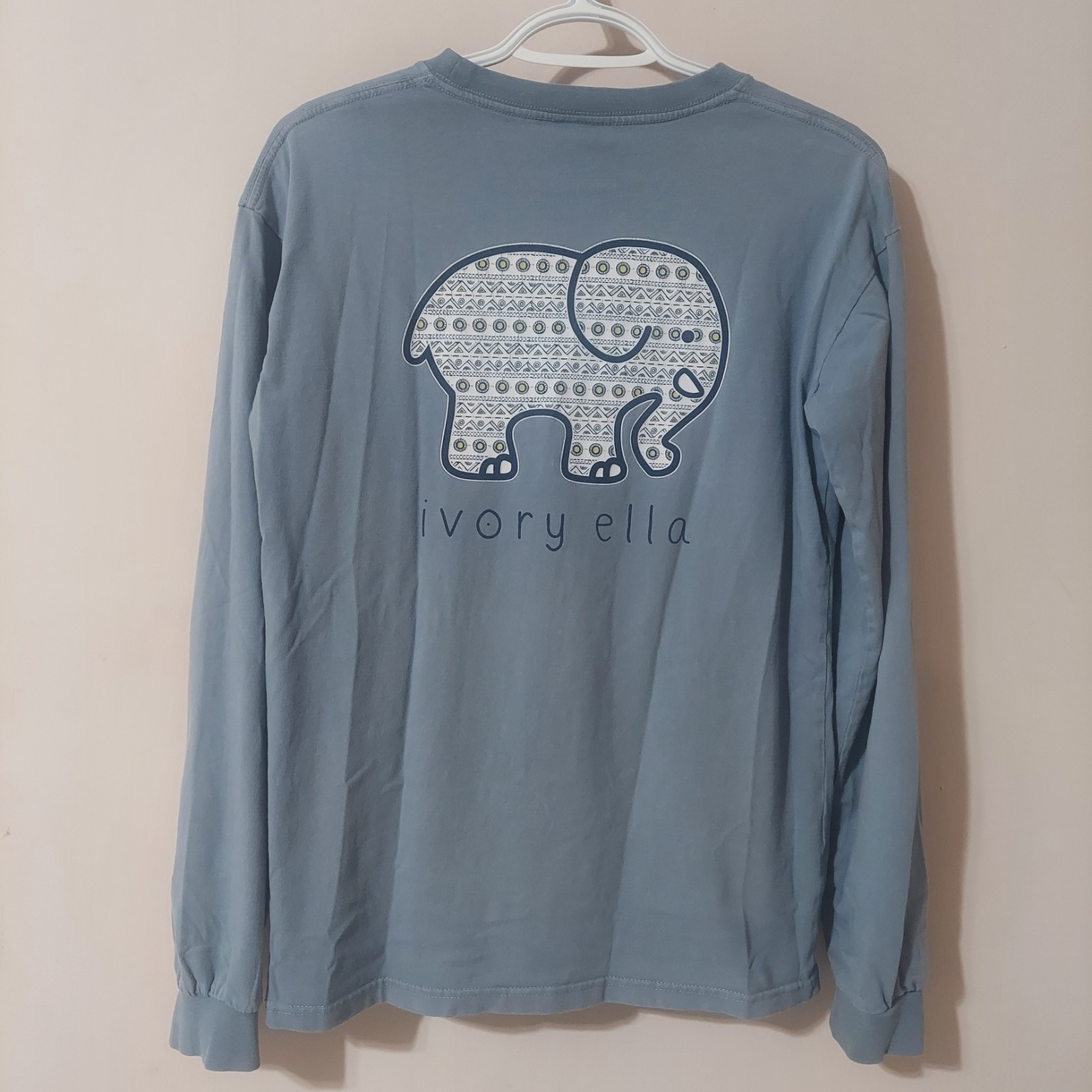 Ivory Ella Women's Long Sleeve Cotton Pocket Shirt Save The Elephant Size Small
