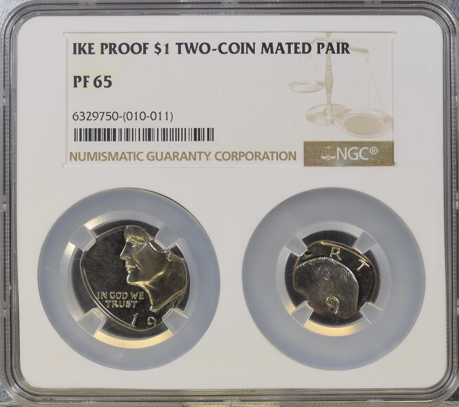 The ONLY Proof Ike Dollar Mated Pair On A Dime & Nickel Planchet NGC PF65 UNIQUE