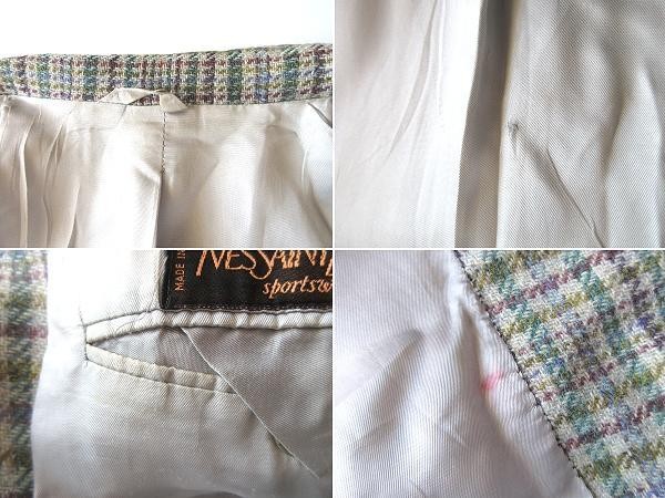 Giacca sartoriale vintage anni 70 Yves Saint Laurent abbigliamento sportivo check lana tweed 2B 52