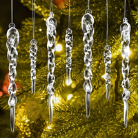 32 StüCk Eiszapfen Weihnachtsbaum AnhäNger, Klare Acryl Eiszapfen Christbaumschm