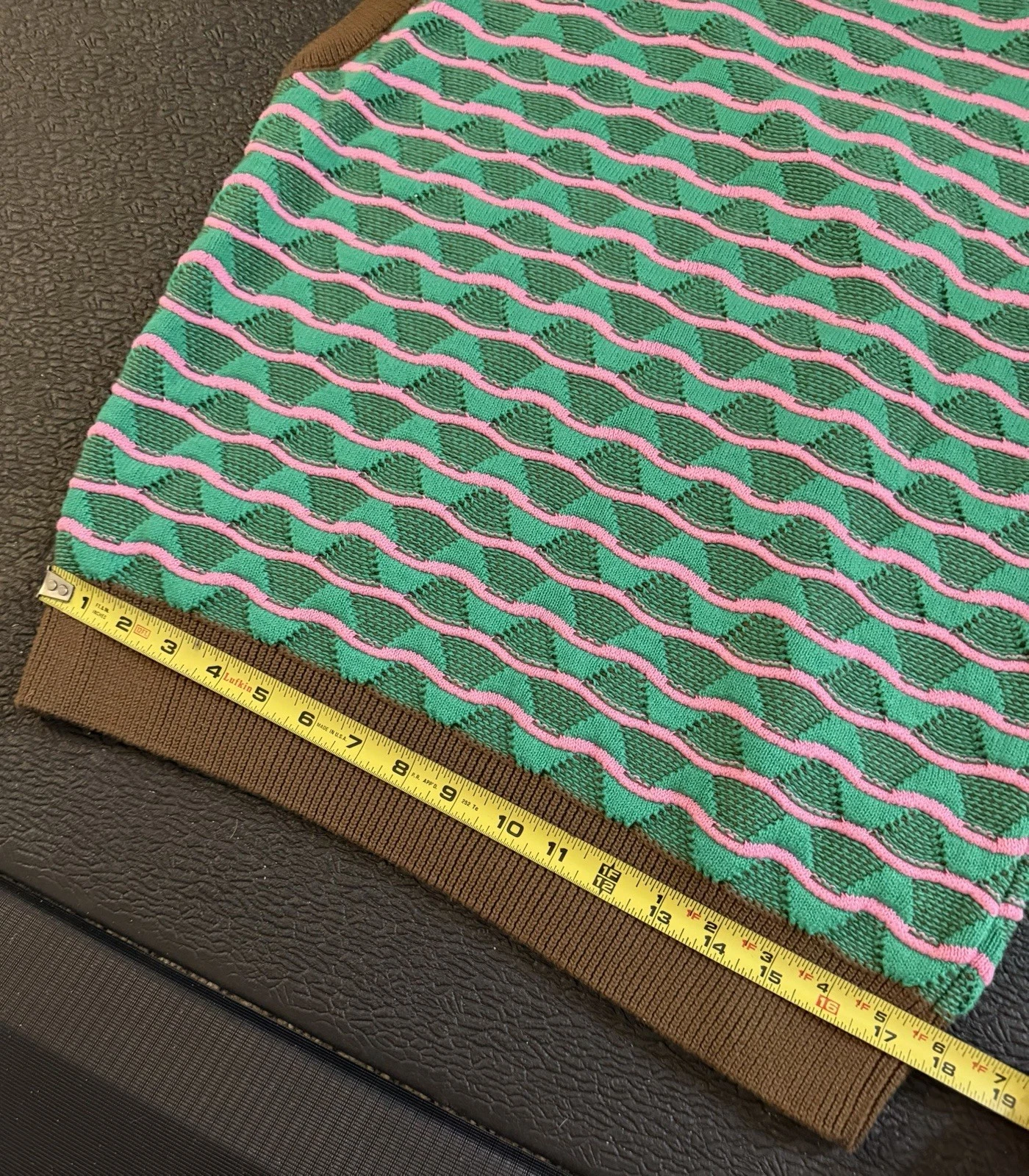 Zara Men’s V-Neck Sleeveless Knit Sweater Vest Striped Green Pink Brown S/M - product detail image 8