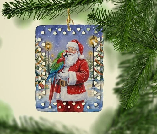 Caroline's Treasures Macaw Parrot Santa Claus Ornament