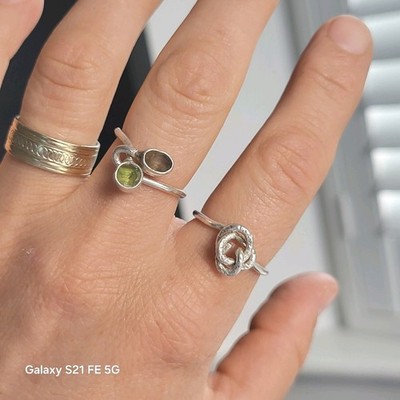 2x Sterlingsilber handgefertigte Ringe Boho skurrile Atmosphäre minimalistische Gebrauchsspuren Q/R