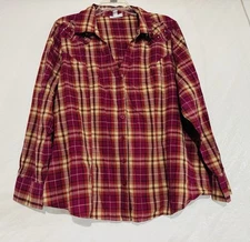 Fashion Bug Long Sleeve Shirt Womens 2X Pink Plaid Button Western Bling Cowgirl