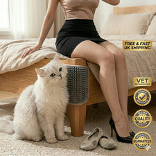 Cat Corner Self-Groomer Brush - Removable Scratcher Massager with Catnip Chamber