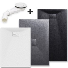 Acrylwanne Duschwanne SMC Duschtasse Flach Rutschfest mit Ablaufgarnitur 80-160