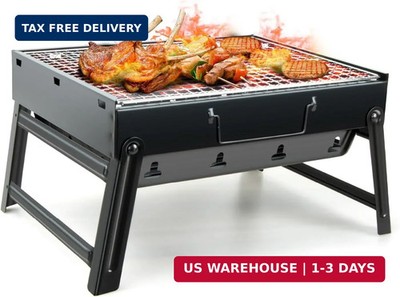 Kizmyee BBQ Barbecue Grill, Portable Folding Charcoal Barbecue Desk Tabletop Out