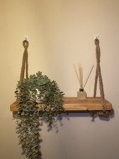 Handmade Rustic Rope Hanging Shelf –1 Tier Wooden Wall Shelf–50cm–Made to Order