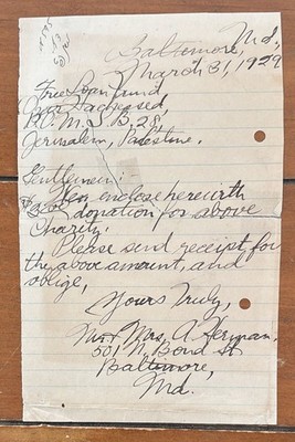 RARE letter 1929 Mr. & Mrs. A. Herman Baltimore, MD.