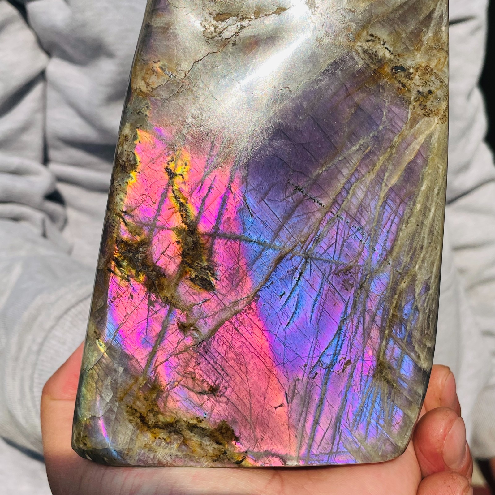 4.53LB Large Natural Colorful Purple Labradorite Quartz Crystal Specimen Healing