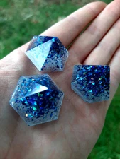 Pixie Sparkle Gems / 3 Resin gems / Ice blue glitter / Gemstones / Resin C