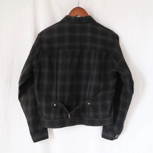 EVISU YAMANE 1ST Type Shadow Check Tracker Jacket Size 38 M Black Made in Japan image 10