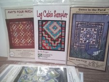 9 Geometric Quilt Pattern Lot Goose in Pond Log Cabin 4 Patch Logs on Point