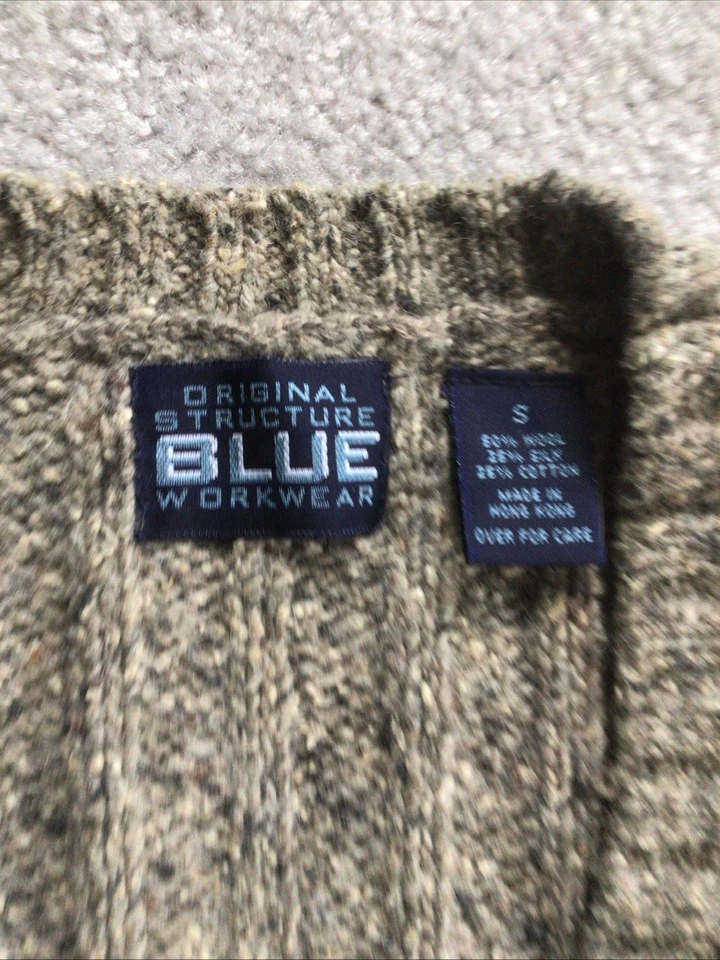 Vintage Original Structure Blue Workwear Men’s S Silk Wool Cable Knit Vest Gray - Image 3 of 4