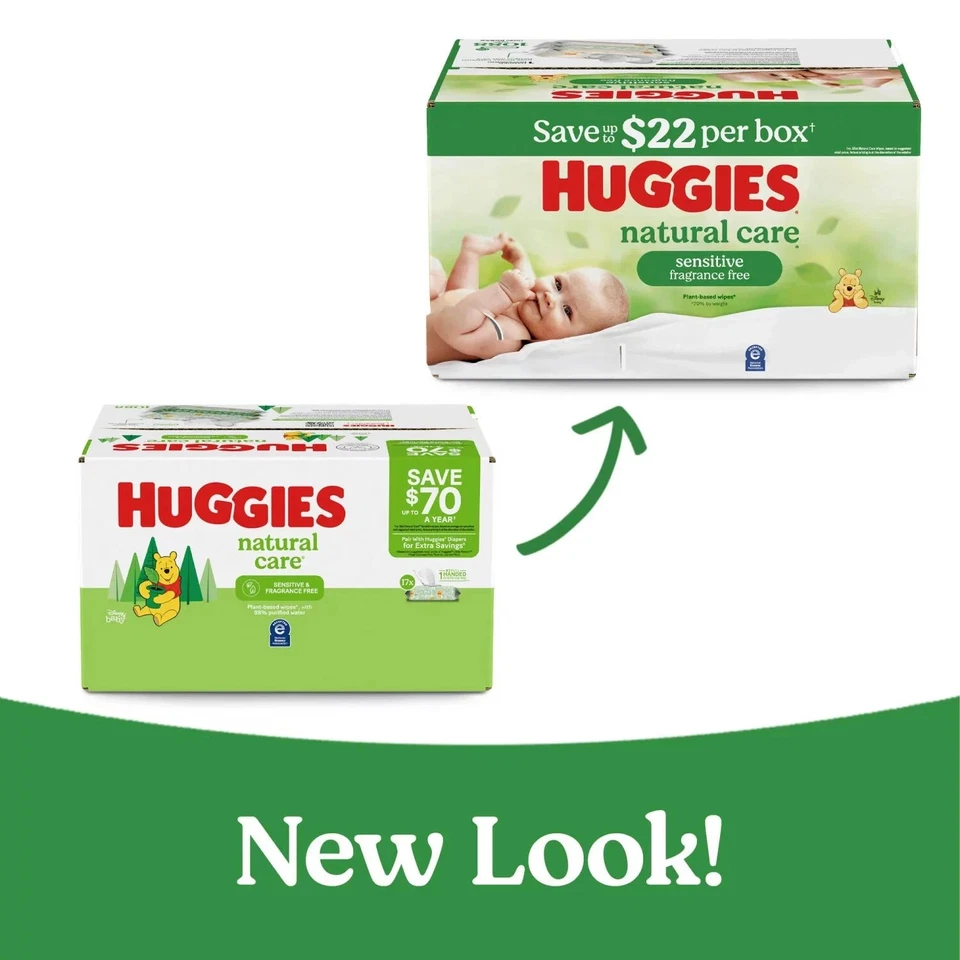 Paquete de 17 toallitas Huggies Natural Care Sensitive para bebé sin fragancia 1088 toallitas Foto 2 de 4