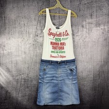 Y2K Vintage Dolce Gabbana cotton denim dress spaghetti Co Size 42 DG Luxury