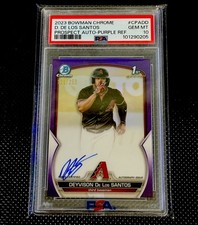 2023 1st Bowman Chrome Deyvison De Los Santos Purple Auto /250 Prospect PSA 10 M