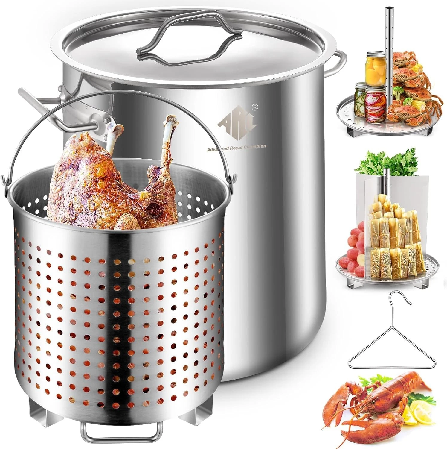 ARC Advanced Royal Champion 40QT Stainless Steel Stockpot for Seafood Crawfish C