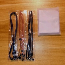 3 Assorted Colors Leather Sunglasses/Eyeglass Holders Free Lens Cloth