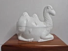 Vintage Milk Glass Camel Vanity Trinket Box Camel Candy Dish Shape Of A Camel