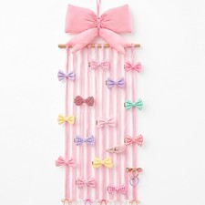 Long Bow Holder for Girls Baby Pink Bow Hair Bows Clip Organizer 31.5 Inch Ba...