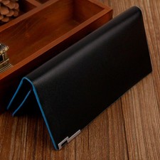 Mens Leather Bifold Long Wallet Card Holder Suit Purse Checkbook Clutch Billfold