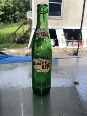 Vintage Bubble Up King Size Green Soda Pop 16 oz Bottle