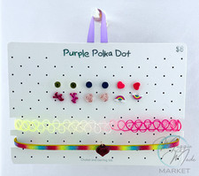 New Purple Polka Dot Rainbow Heart Choker Earring Set 6 Pairs Jewelry