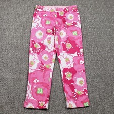 Lilly Pulitzer Pants sz 6 Straight Ankle Crop Textured Pink Cherry Begonia 30x27