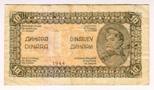 1944 Yugoslavia 10 Dinara WW2 TITO Partizan Paper Money Banknotes2