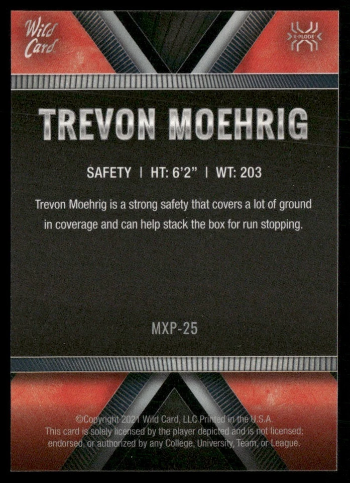2021 WILD CARD WILD CARD MATTE TREVON MOEHRIG RC PREMIER #MXP-25 - Image 2 of 2