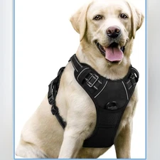 Rabbitgoo Dog Harness No Pull Adjustable Soft Padded Large Dogs Black Large