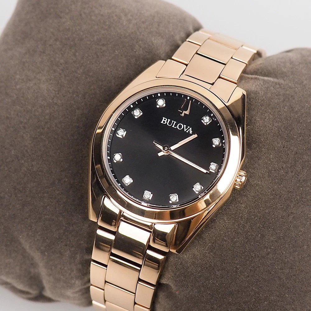 Bulova Diamond Rose Gold Case Analog Wristwatches for sale  display picture 3