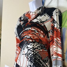 Womens Vintage 1970s Two Piece Skirt Set Cowl Neck Abstract Print Size 9 10