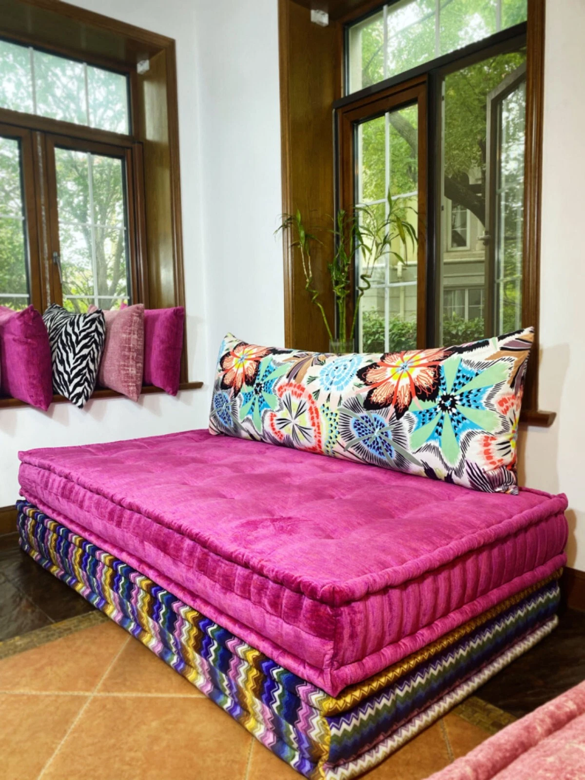 French Hand Tufted Daybed Mah Jong Sofa Modular Sectional Sofa Couch Lounge Set