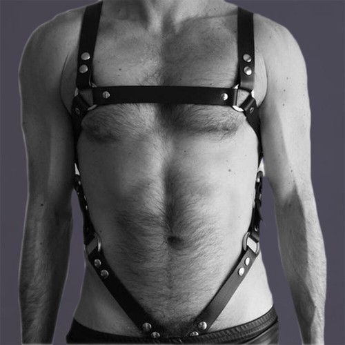 Gay Adjustable Buckle Straps Clubwear Costume Leather Body Chest Harness Belt - Picture 8 of 8