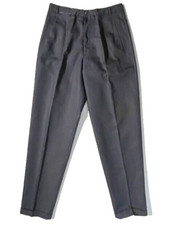 Vtg 90s G ROMEO GIGLI Mens Navy Cotton Linen Pleated Pant Trousers sz 32 Italy