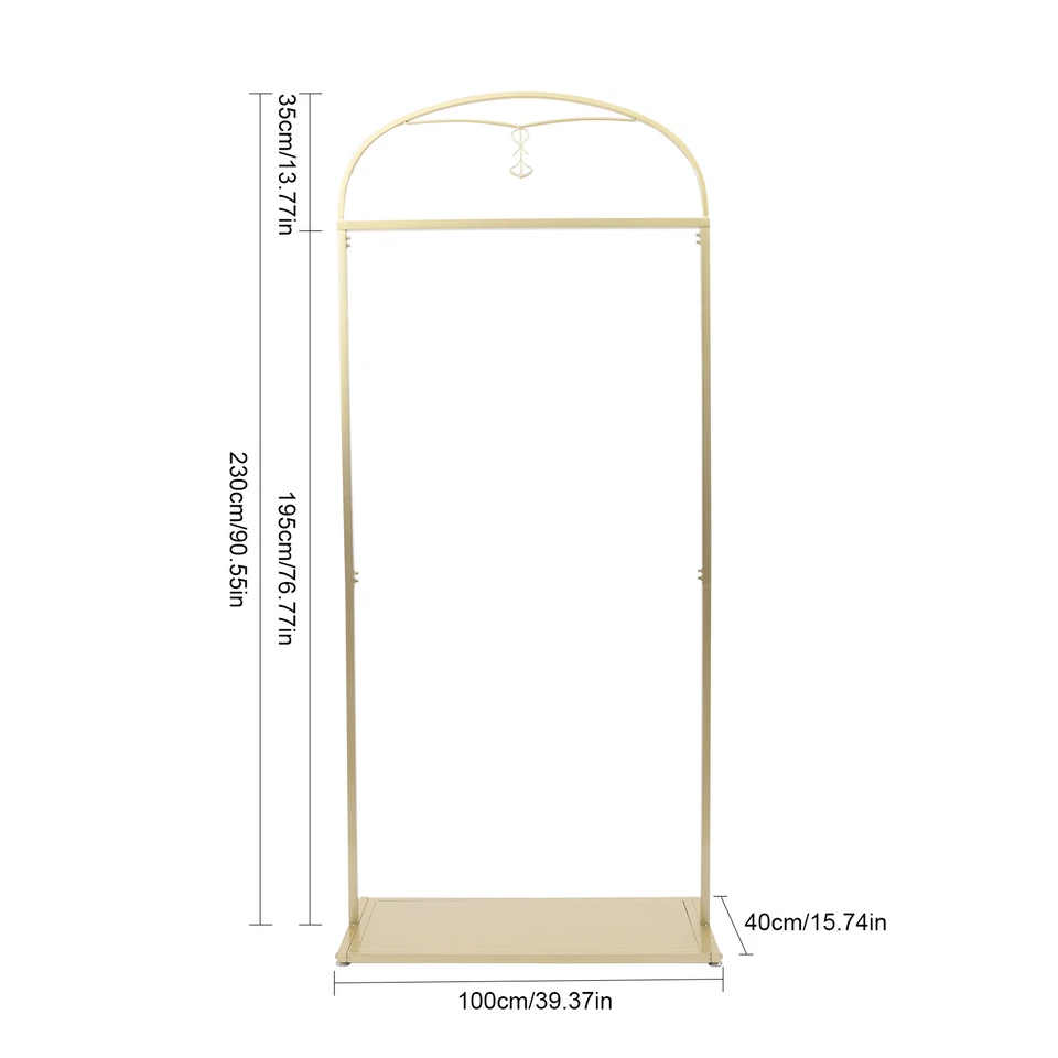 Perchero de metal independiente dorado soporte de exhibición de vestidos de novia Foto 2 de 4