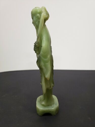 Vintage A. Santini Green Faux Jade Figure Asian Man With Sword Made In Italy - Picture 3 of 12