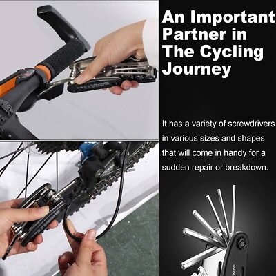 Outil Multifonctions Vélo 16 En 1 – BAYLI – Noir – Pour Réparation Rapide – Neuf