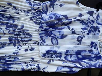 ELIZA J Blue and White Floral Pleated Chiffon Lined Maxi Dress Size 8P No Belt | eBay ELIZA J Blue and White Floral Pleated Chiffon Lined Maxi Dress Size 8P No Belt | eBay