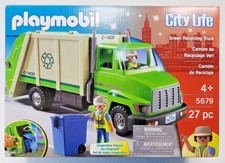 playmobil green recycling truck playset