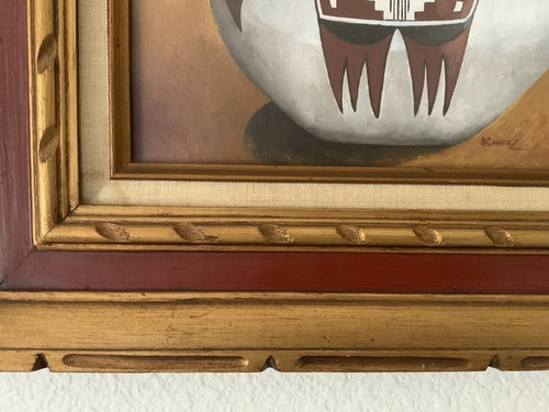 HOPI Olla Policromada 8” x 10” ORIGINAL Acrílico sobre Lienzo Enmarcado PINTURA Arte - Imagen 3 de 12