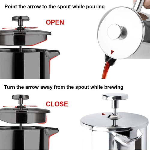 French Press Coffee Maker, 304 Grade Stainless Steel Insulated Coffee Press with - 第 6/12 張圖片