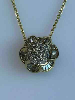 2Ct Lab Created Diamond Round Cluster Pendant 14K Yellow Gold Plated Free 16''