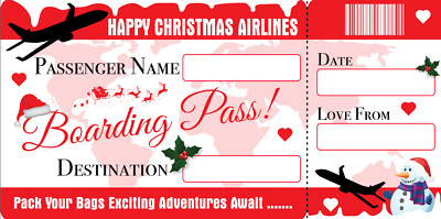 Weihnachten LEER Bordkarte Flugzeugticket große Präsentation Fotoshooting Geschenk 