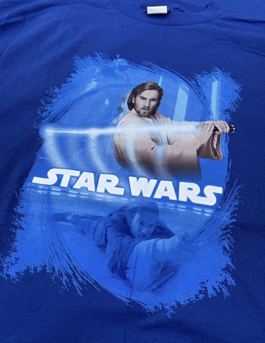 Camiseta Star Wars Grande Para Hombre Años 2000 Y2K Obi Wan De Colección Nueva Sin Etiquetas Nueva Película TV - Imagen 2 de 3