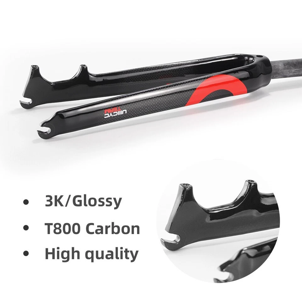 Horquilla de bicicleta de carretera de fibra de carbono completa 3K pieza de bicicleta dura 1-1/8" freno de disco máximo 700c Foto 4 de 4