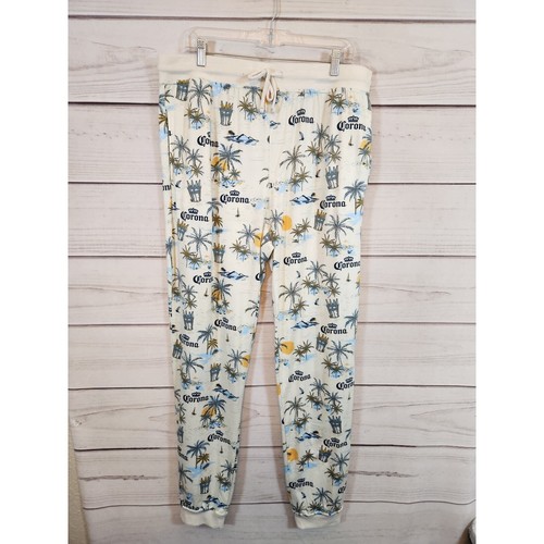 Pantalone pigiama uomo Corona beige palme vita elastica taglia 2XL